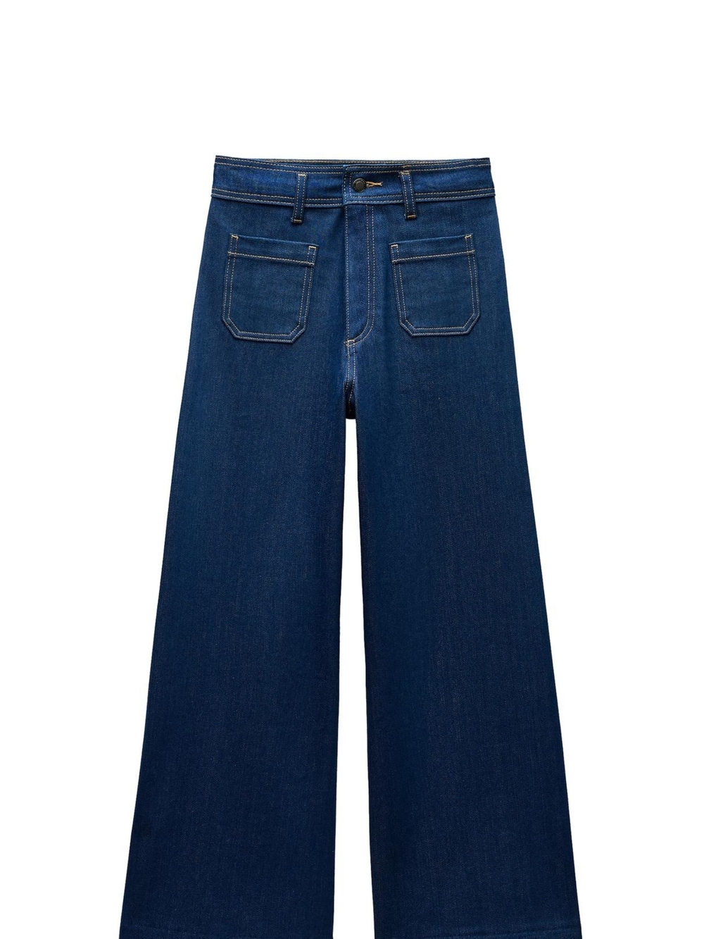 Zara Deep Blue Wide-Leg High-Rise Jeans